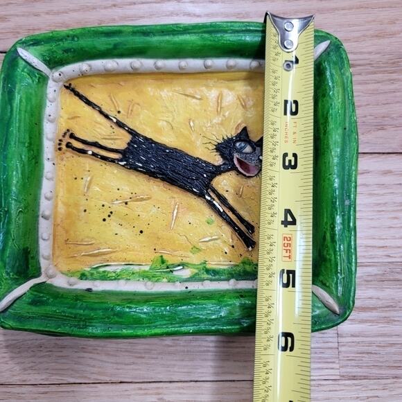 Vintage Signed Jumping Smiling Black Cat Wall Art Leaping Cat Kitten 1999 - Picture 9 of 16